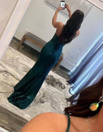 Meerjungfrau Spaghettiträger Pailletten Ballkleid
