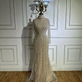 Customized Nude Mermaid Evening Gown Saudi Arabic Beaded Pearl Wedding 2025