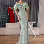 Serene Hill Sage Green Off Shoulder Mermaid Arabic Evening Gown