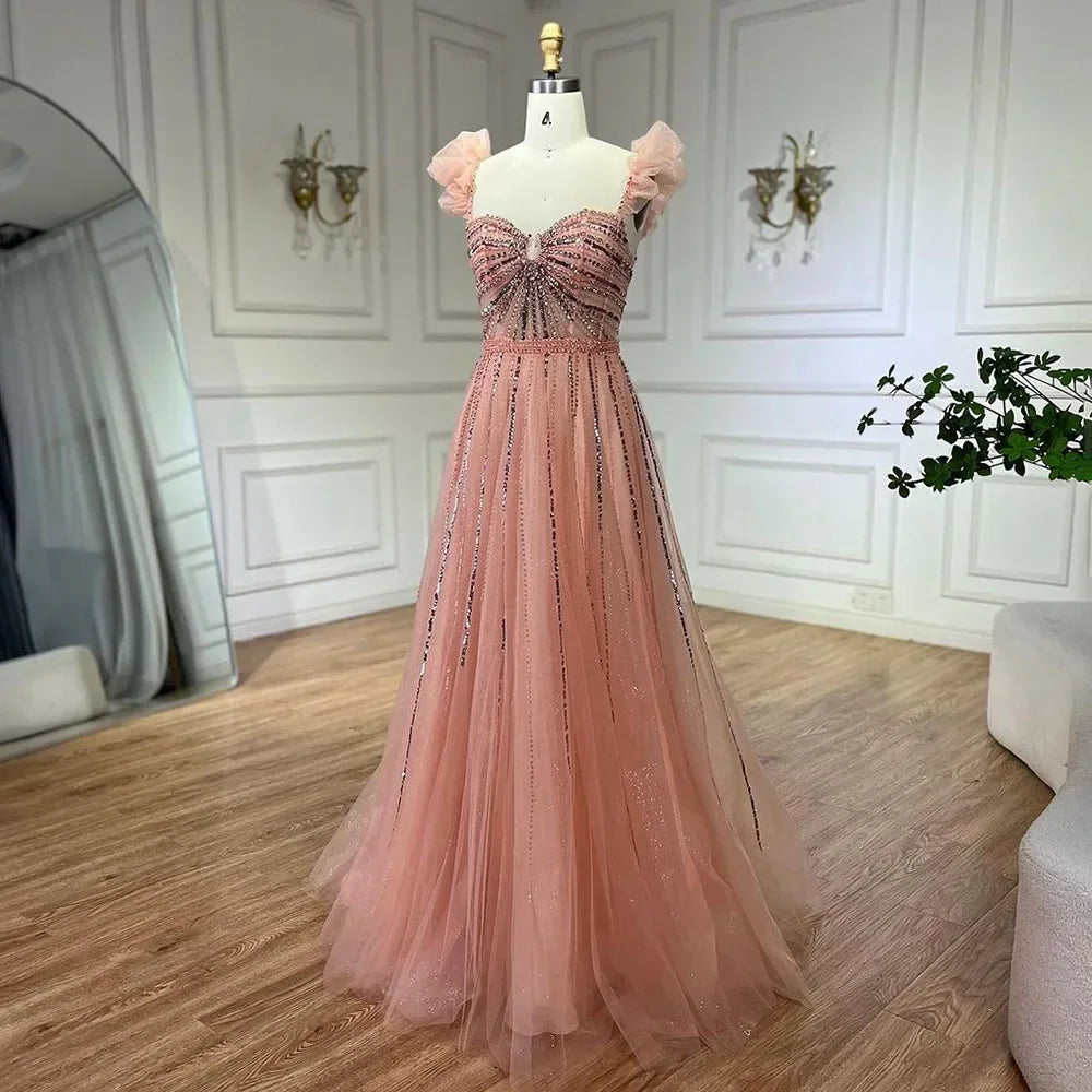 Purple Sleeveless Beaded A Line Evening Prom Dress For Women 2025
