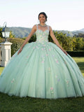 Ethereal Mint Green Sweetheart Quinceañera Dress Delicate Pastel Floral Applique Glimmering Ballgown Vestidos De 15 Quinceañera