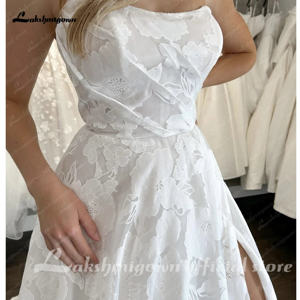 Lakshmigown Lace Wedding Dress A Line Side Slit Customized