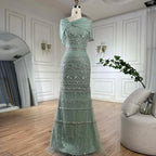 Serene Hill Custom Nude Mermaid Cape Evening Gown 2026