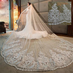 One Layer Ivory Cathedral Bridal Tulle Veil With Metal Comb