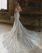 Custom Mermaid Wedding Dress Backless Lace Appliques Off Shoulder Sweetheart