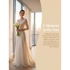Boho V Neck Wedding Dress Batwing Sleeve Draped Ruched A Line Bridal Gown