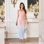 Vestidos de fiesta nuevos 2025 para mujer, sexys y elegantes, degradado rosa azul, vintage Gran Gatsby, vestido de noche con lentejuelas y sin tirantes