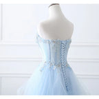 Neues hellblaues langärmeliges Sweatshirt für Damen Mädchen Frauen Prinzessin Ball Bankett Party Hochzeits Brautkleid Kleid