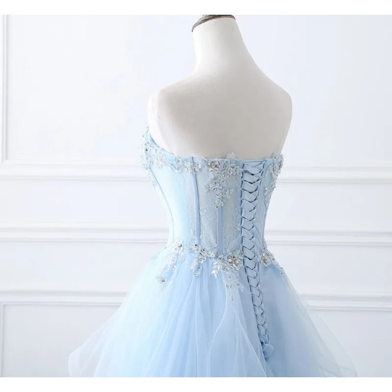 Neues hellblaues langärmeliges Sweatshirt für Damen Mädchen Frauen Prinzessin Ball Bankett Party Hochzeits Brautkleid Kleid