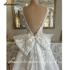 Deep V Neck Lace Floral A Line Wedding Dress Custom Bridal Gown For Women