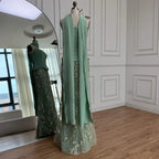 Luxury Sage Green   Beaded Mermaid Evening Dress LA73050C