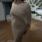 Serene Hill Custom Sage Green Long Sleeve Muslim Cape Evening Gown For Women