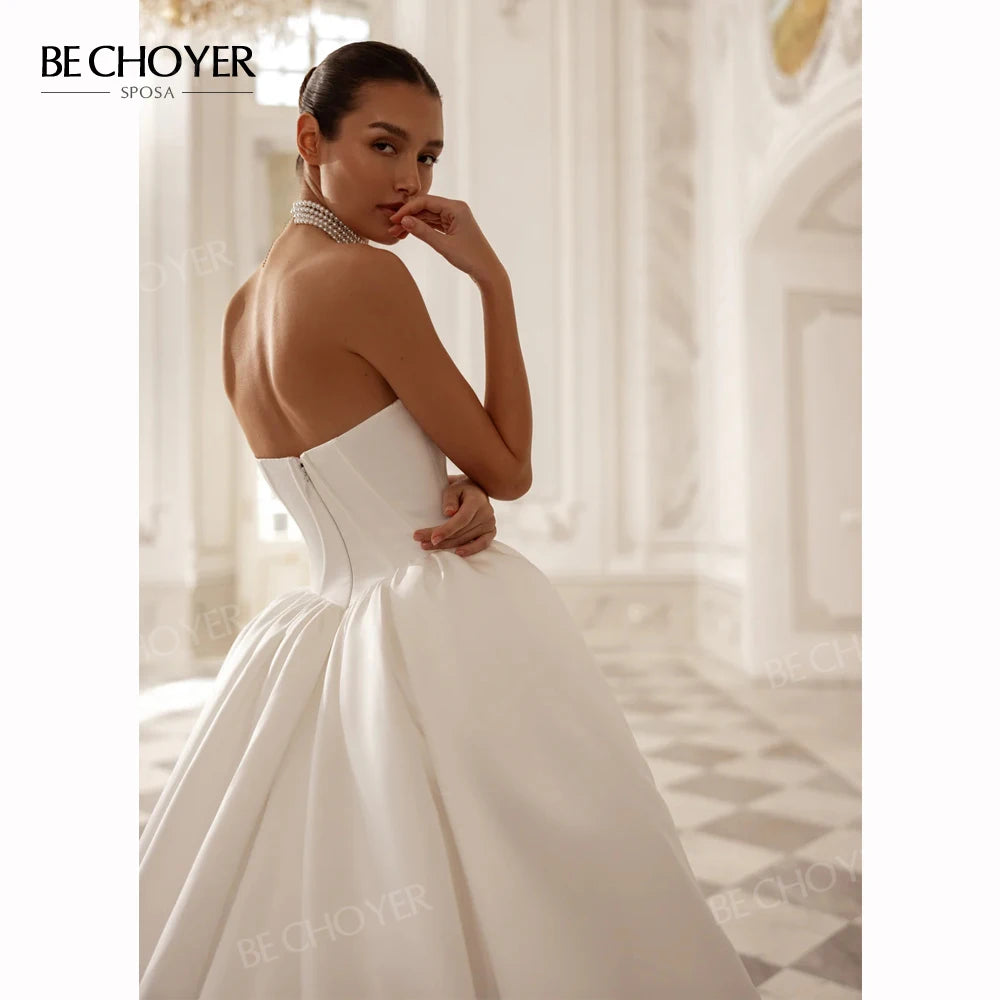 Elegant Vintage Wedding Dress Strapless Custom Princess Bride Gown