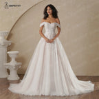 Elegant Champagne Lace Wedding Dress Strapless Boho Bridal Gown 2025