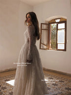 Ivory Full Lace Custom High Collar Long Sleeve A Line Floor Length Bridal Gown