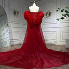 Custom Mermaid Evening Dress Pearl Beaded Strapless Wedding Cape Gown