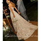 Lakshmigown Floral Lace A Line Strapless Custom Wedding Dress