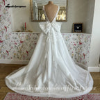 Deep V Neck Lace Floral A Line Wedding Dress Custom Bridal Gown For Women