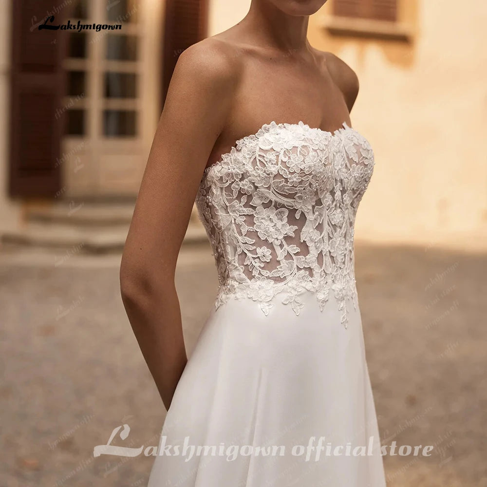 Boho Floral Lace Applique Bridal Gown With Jacket And Sweep Train Customized