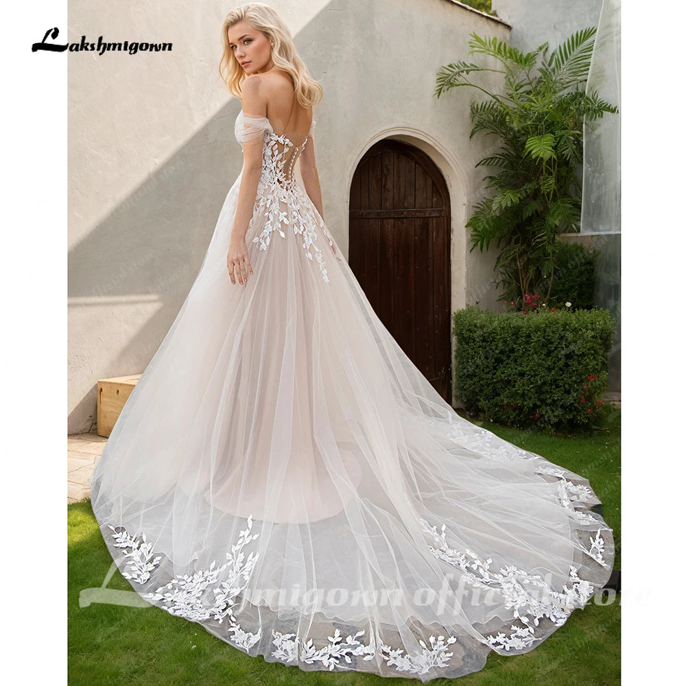 Vintage Off Shoulder Sweetheart Wedding Dress Custom Gown 2025