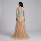Serene Hill Nude Mermaid Long Sleeve Beaded Evening Dress For Women