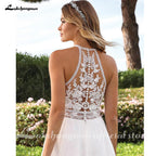 Lakshmigown Halter Neck Tulle Wedding Dress With Sweep Train And Button Back