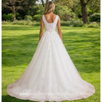 Lakshmigown Custom Beaded V Neck Wedding Dress With Tassel And Lace Up Back