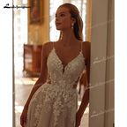 Custom Illusion Wedding Dress With Appliques Floor Length