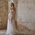 Customized Ivory Mermaid Wedding Dress Strapless Sweetheart Beaded Cape Gown