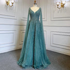 Luxury Custom Pink A Line Beaded Cape Sleeve Evening Dress Women Wedding