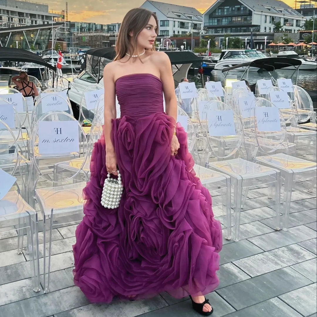 Serene Hill 2025 Purple Strapless Custom Princess Evening Dress for Women
