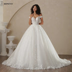 Custom Off The Shoulder Lace Wedding Dress Ivory Bridal Gown Women 2025