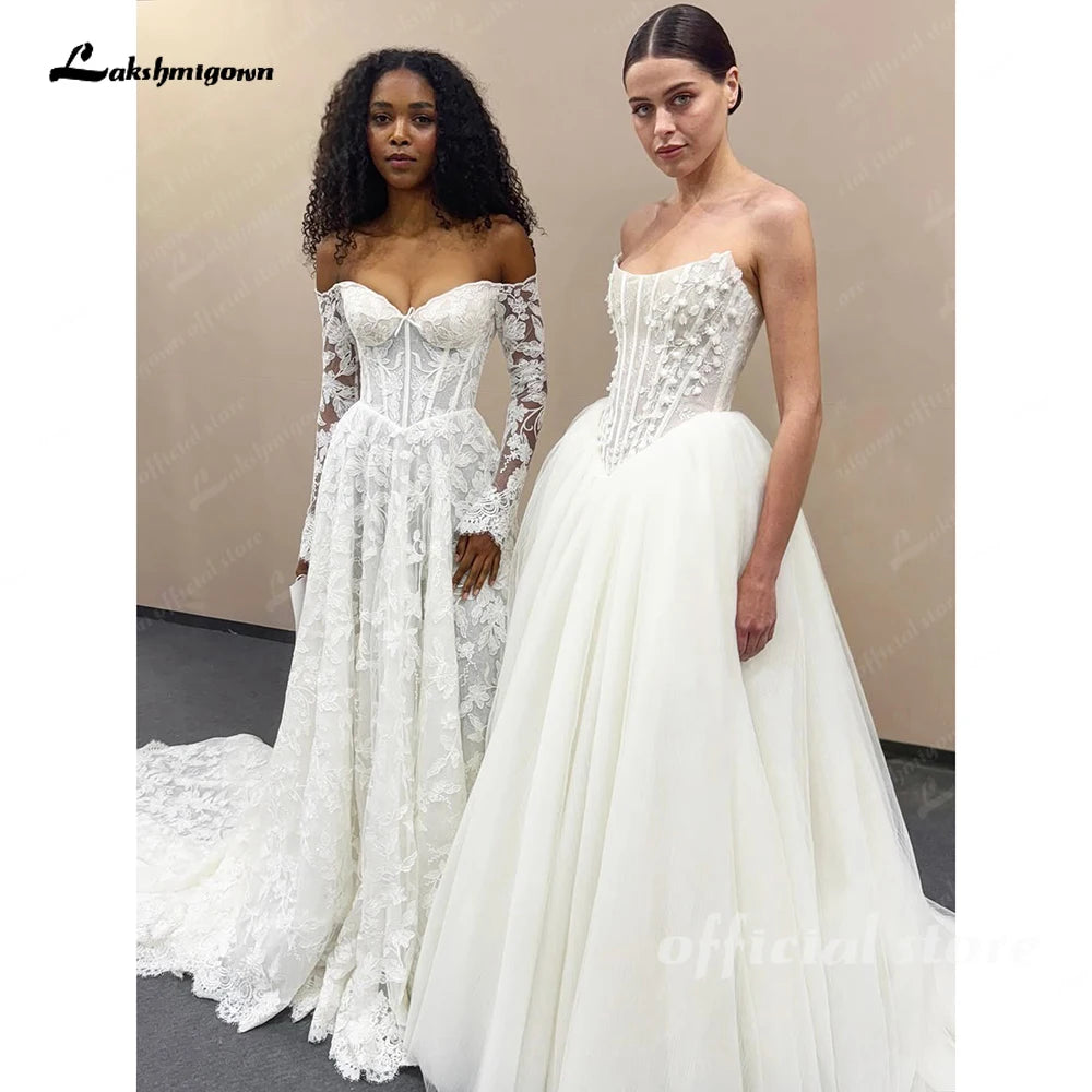 Strapless 3D Flower Wedding Gown Back Lace Up Floor Length Custom Bridal Dress