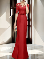 Floor Length Mother Of The Bride Dress With Sheath Column Illusion Neckline
