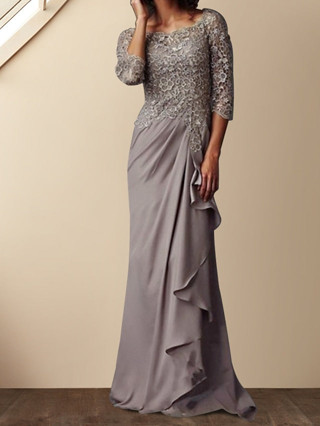 Floor Length Mother of the Bride Sheath Gown Elegant Silhouette