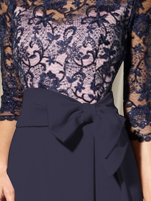 Floor Length Mother Of The Bride Dress Jewel Neck Sheath Column Silhouette