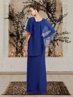 Floor Length Bateau Neck Mother of the Bride Dress Sheath Silhouette
