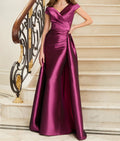 Elegant Satin V Neck Sleeveless Sheath Dress For The Mother Of The Bride