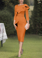 Elegant Column Sheath Mother Of The Bride Dress With Ruffles