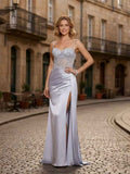 Lavender Satin Spaghetti Strap Corset Dress With Ap
