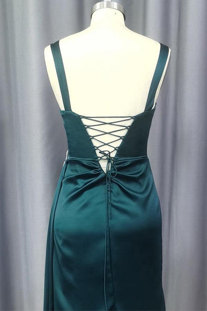 Vestido de fiesta de satén con escote en forma de corazón, sin mangas, con cola larga y plisado