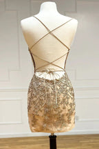 Red Sheath V-neck Spaghetti Straps Lace Tight Mini Homecoming Dresses