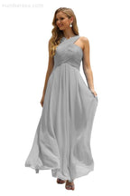 Vestido de Dama de Honra Halter em Chiffon para Mulher, Modelo A-Line, Longo, Formal, para Baile de Finalistas SEA28015