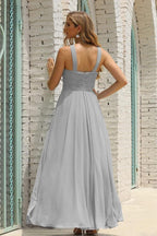 Vestido de Dama de Honra Halter em Chiffon para Mulher, Modelo A-Line, Longo, Formal, para Baile de Finalistas SEA28015