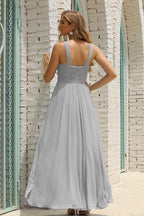 Vestido de Dama de Honra Halter em Chiffon para Mulher, Modelo A-Line, Longo, Formal, para Baile de Finalistas SEA28015