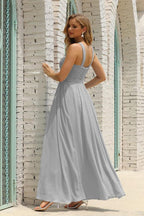 Vestido de Dama de Honra Halter em Chiffon para Mulher, Modelo A-Line, Longo, Formal, para Baile de Finalistas SEA28015