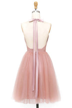 Simple Blush A-line Halter Backless Homecoming Dresses, Short Party Dresses