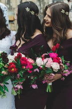 Simple Chiffon Sheath V-neck Long Sleeves Short Bridesmaid Dresses