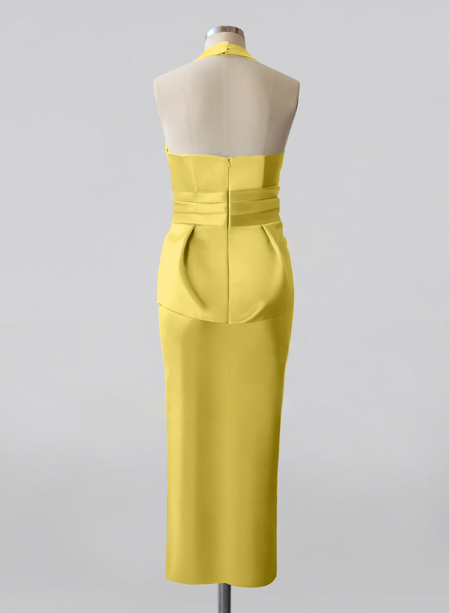 Tea Length Halter Mother Of The Bride Dress Bow Knot