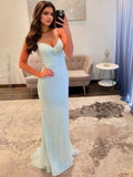 Mermaid Beaded Corset Prom Dress Spaghetti Straps Sequined Gown